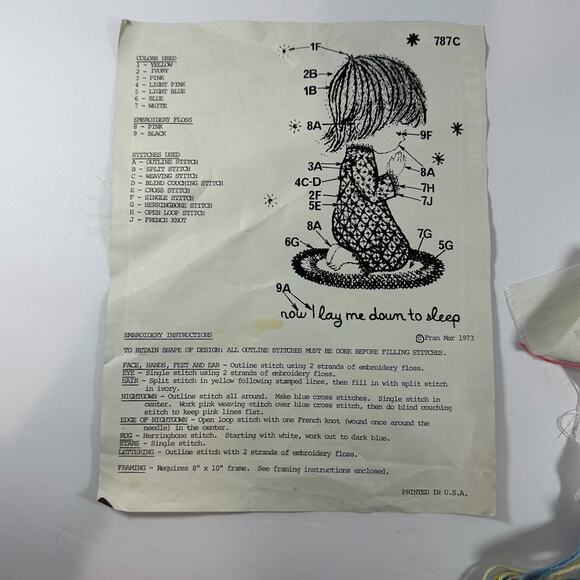 Creative Stitchery Moppets Crewel Kit Now I Lay me down Sleep Incomplete - Picture 5 of 9